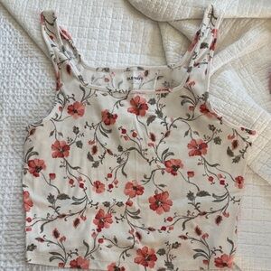 Old Navy Floral Crop Top - Cream and Pink